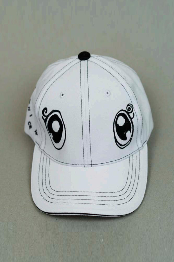 VeniceW canvas logo embroidered cap series VCW-H0-White/Black Eyes Black and white